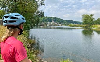Cyclist looks out over the Loire