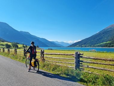 Cycle route with lake view Cycle route with lake view