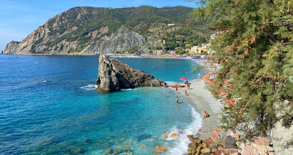 La Spezia bathing bay with rocky coastline